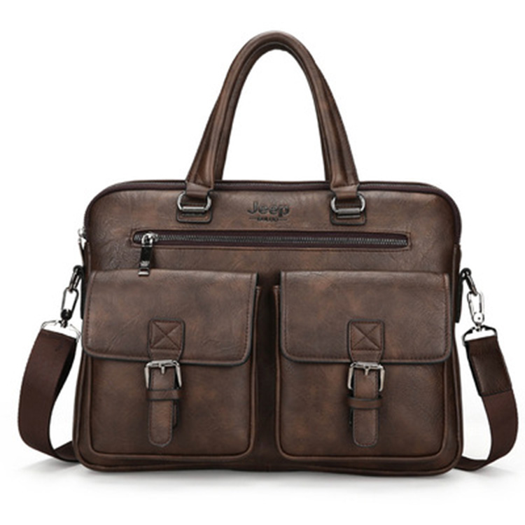 Men's Genuine Leather Business Executive Briefcase PU Laptops and Document Office Bag for Travel