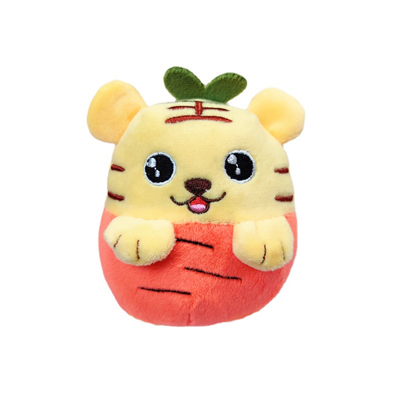 Cartoon round doodle fruit tiger key chain pendant girl cute doll plush soft toys wholesale