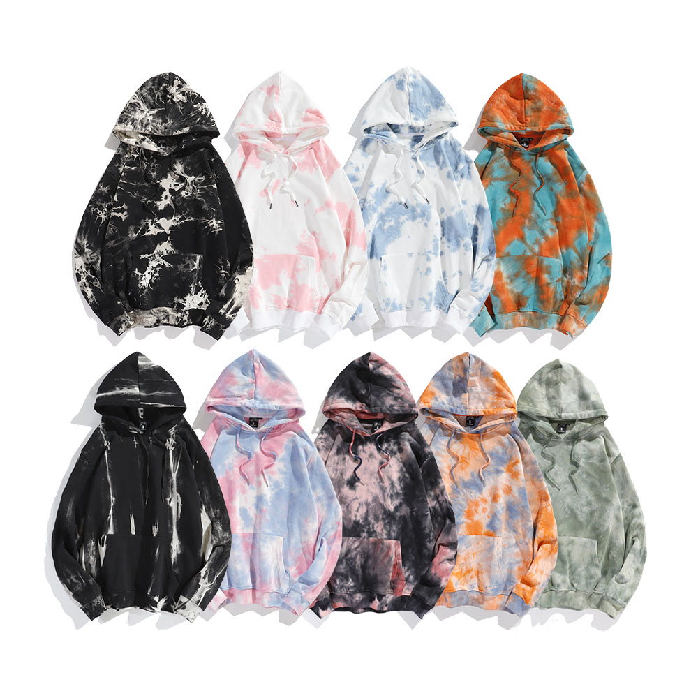 Custom men 100% Cotton Terry 300gsm Tie Dye Hoodies streetwear hoodie