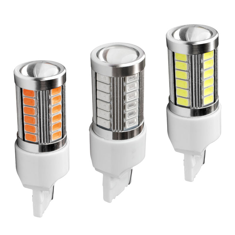 T20 W21/5W 7443 7440 5630 33SMD светодиодный Автомобильный задний стоп-сигнал, автомобильный стоп-сигнал, белый, красный, желтый, DC 12V 800LM, поворотная лампа заднего хода