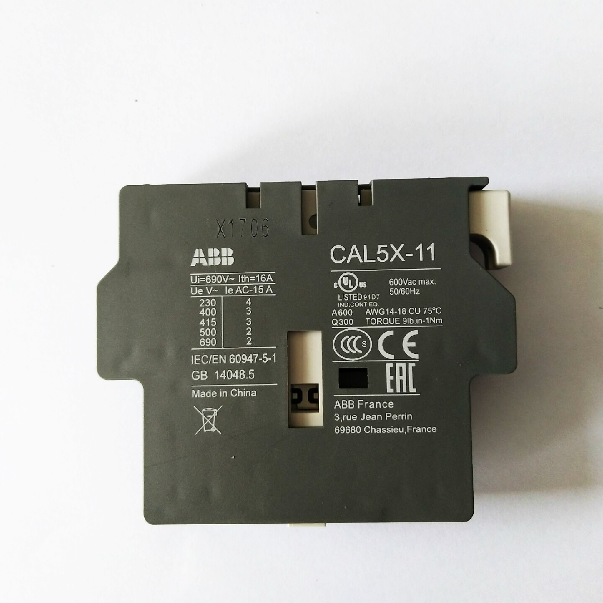 Оригинальный вспомогательный Контактный блок 100% ABB-China CAL5X-11 16A 1SBN019020R1011 контактор
