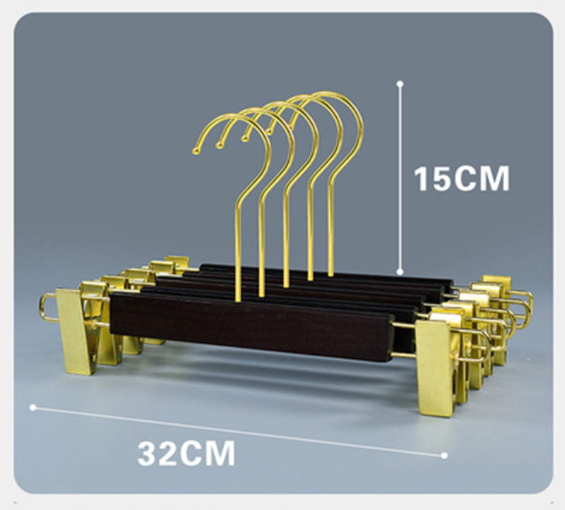 Logo Free Wooden Pants Hangers Black Deluxe Trouser Hanger Skirt Hangers