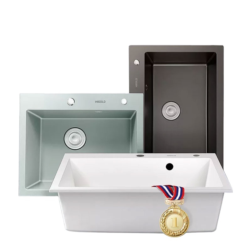 HIGOLD Quartz Used Single Bowl Undermount Sinks Farmhouse Kitchen Sinks Composite Sink OEM Factory