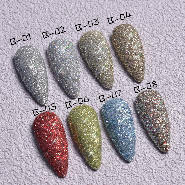 Colorful diamond powder nail art decoration sets clear acrylic nail powder