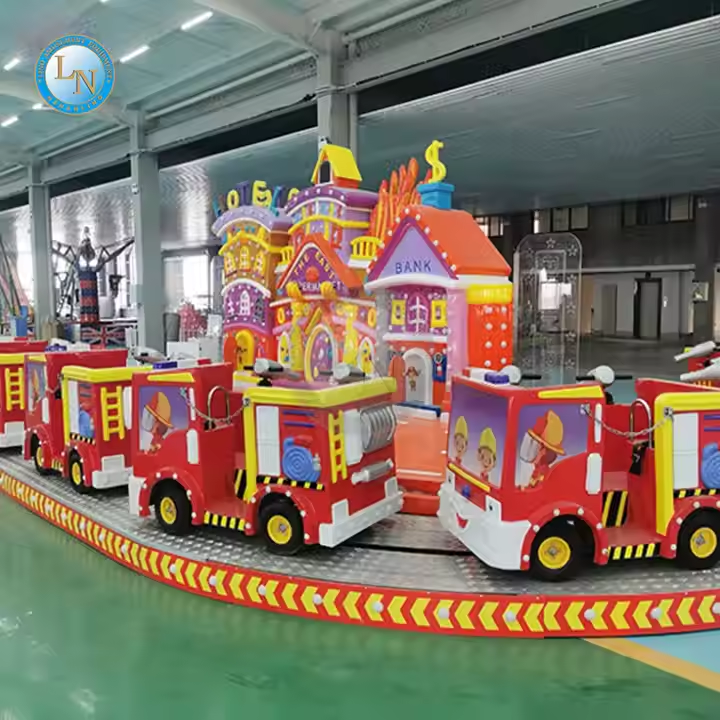 Fairground Attraction Rotating Track Train Ride Other Amusement Park Products Fighting Fire Team For Sale