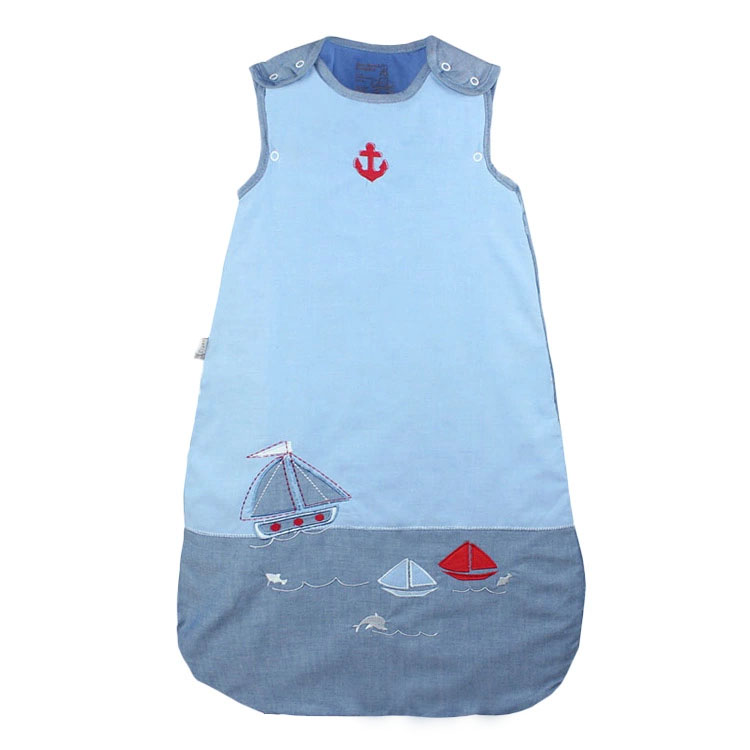Best Selling Sleeping Bag Newborn Organic Baby Embroidery Blue Cotton% sleep bags baby For Summer