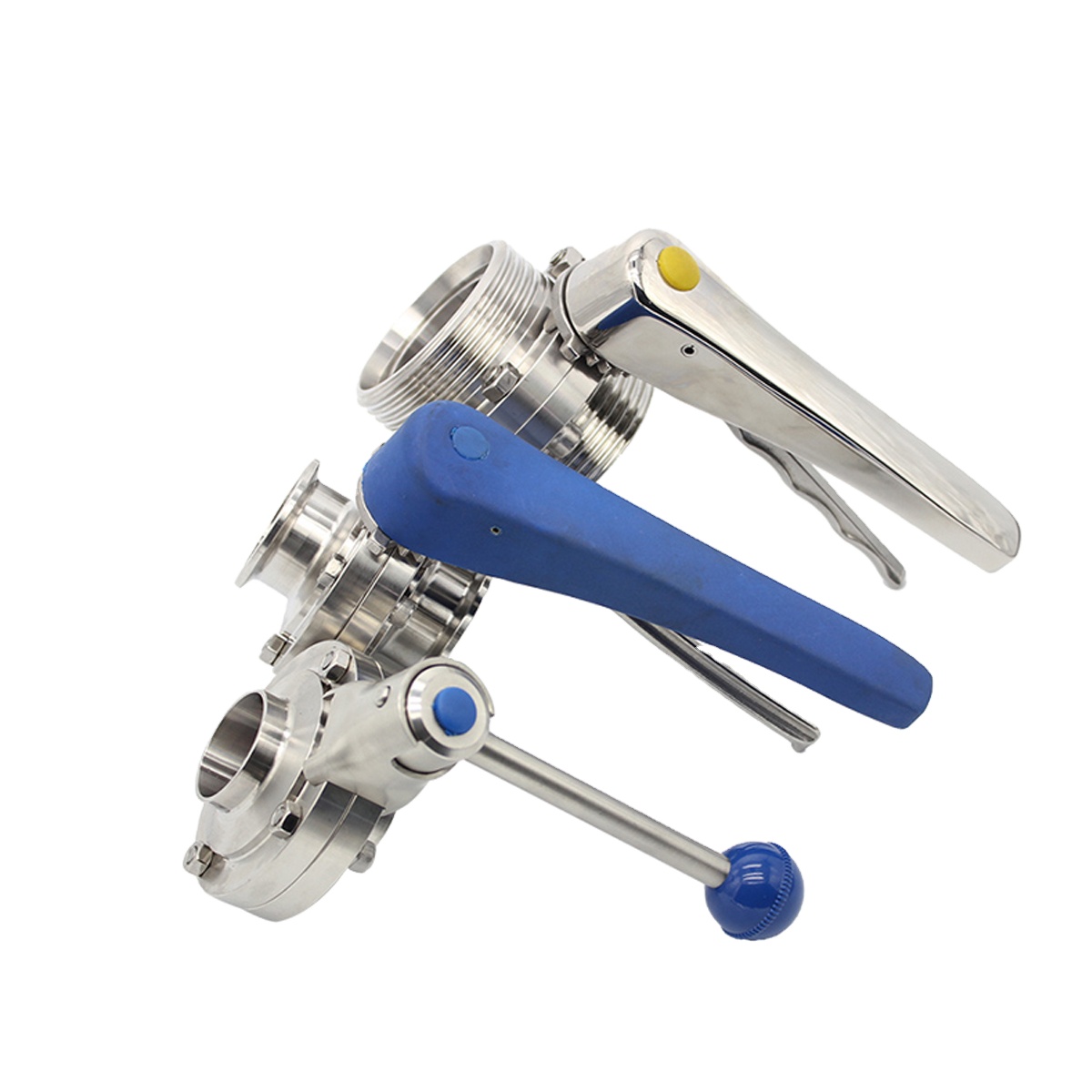 Food Grade Stainless steel SS304 Manual Sanitary Weld Clamped Thread Butterfly Valve