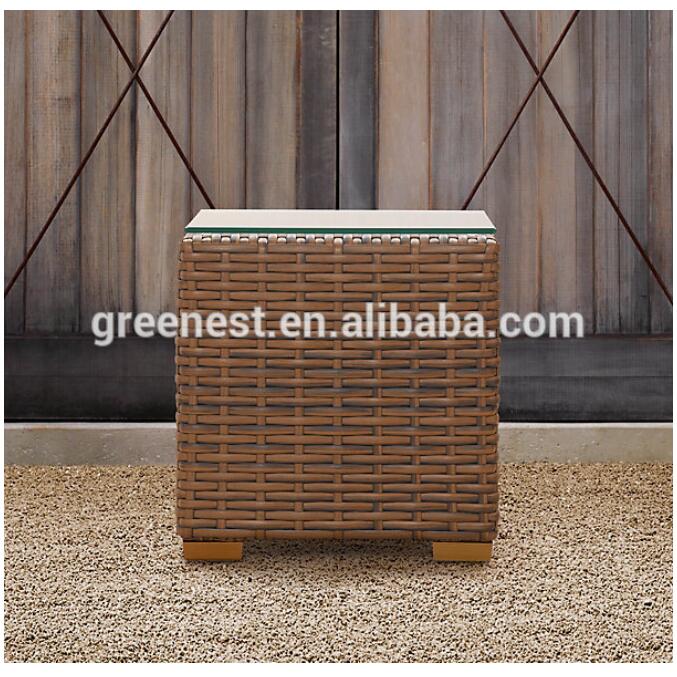 cheap outdoor rattan glass top side table