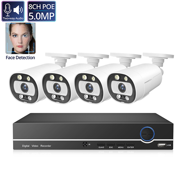 4CH POE NVR KIT 5MP outdoor Waterproof bullet IP Camera two way audio CCTV Surveillance systems