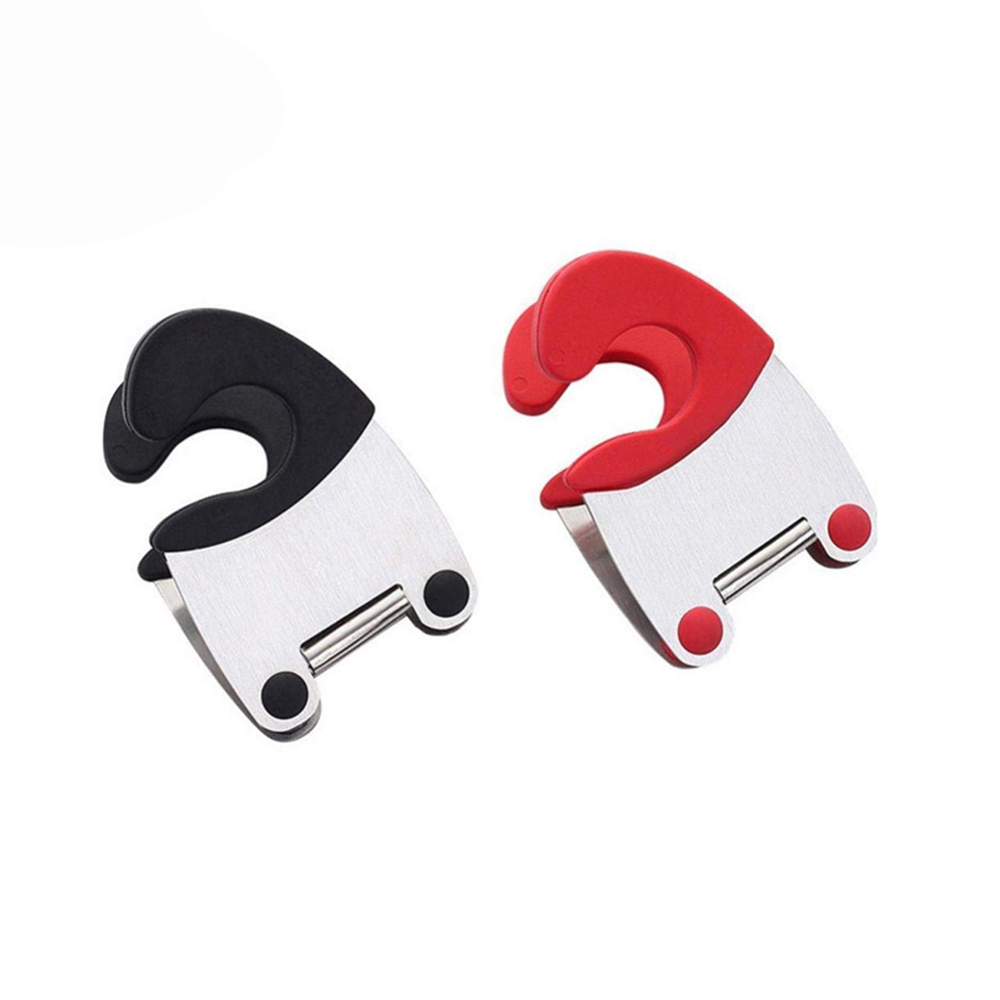 Food grade colorful silicone handle stainless steel spoon rest pot clips