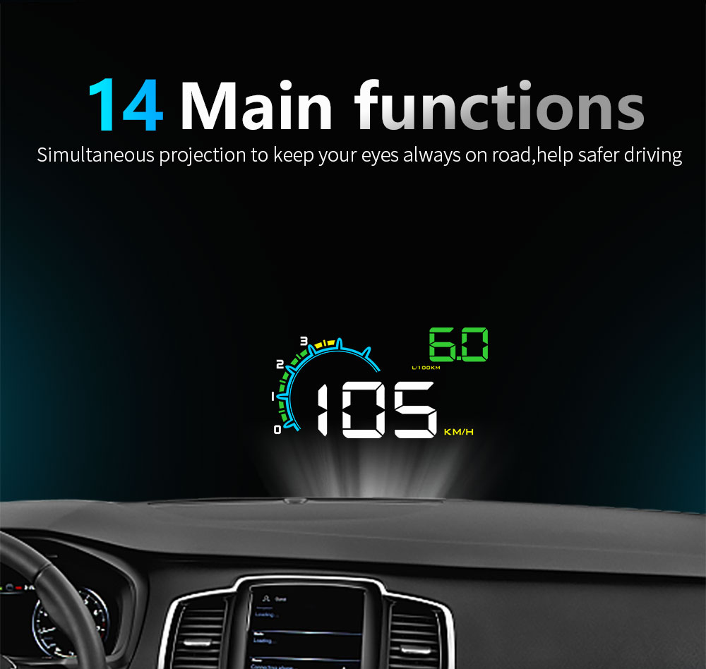 Новинка, Лидер продаж, Автомобильный дисплей OBD2 smart guage, большой экран 4,8 дюйма, HUD D3000, подключи и работай