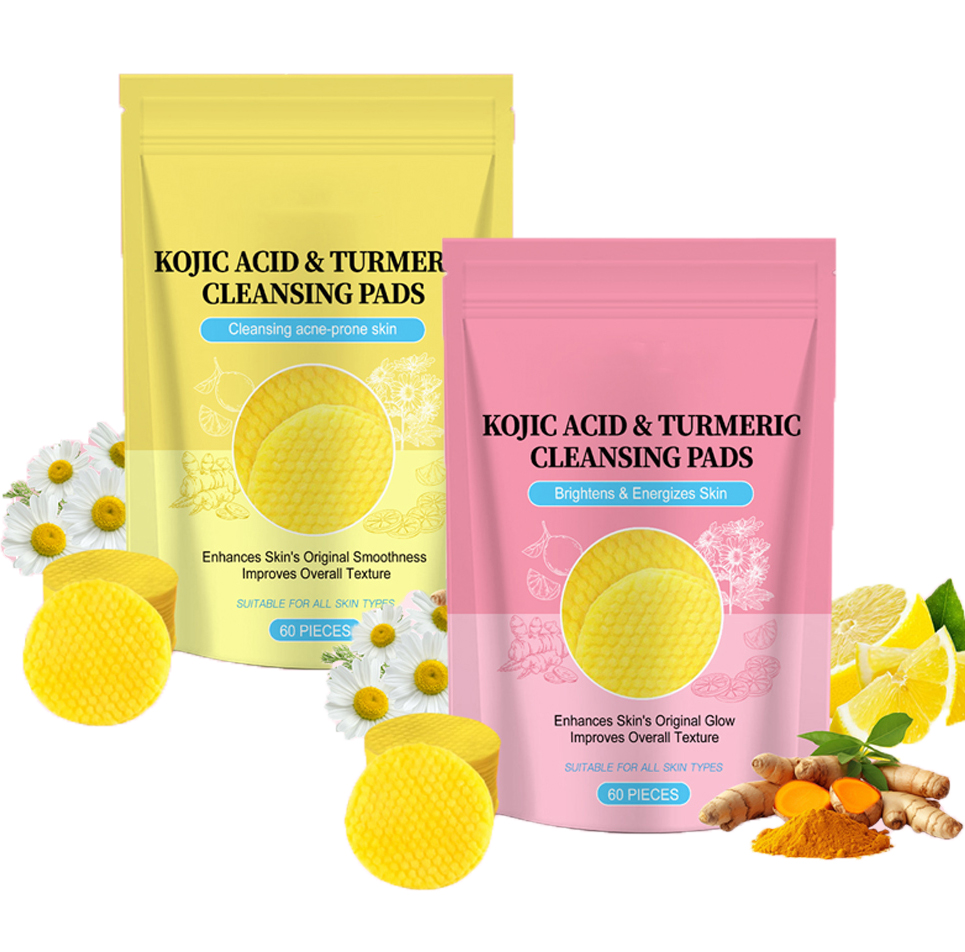 Top Sale Private Label Face Cleansing Pad Disposable Cotton Face Wash Products Whitening Kojic Acid And Turmeric Cleansing Pads