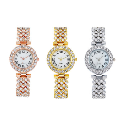 New Design Diamond Stainless Steel Watch Couple Luxury Women Rhinestones Watch