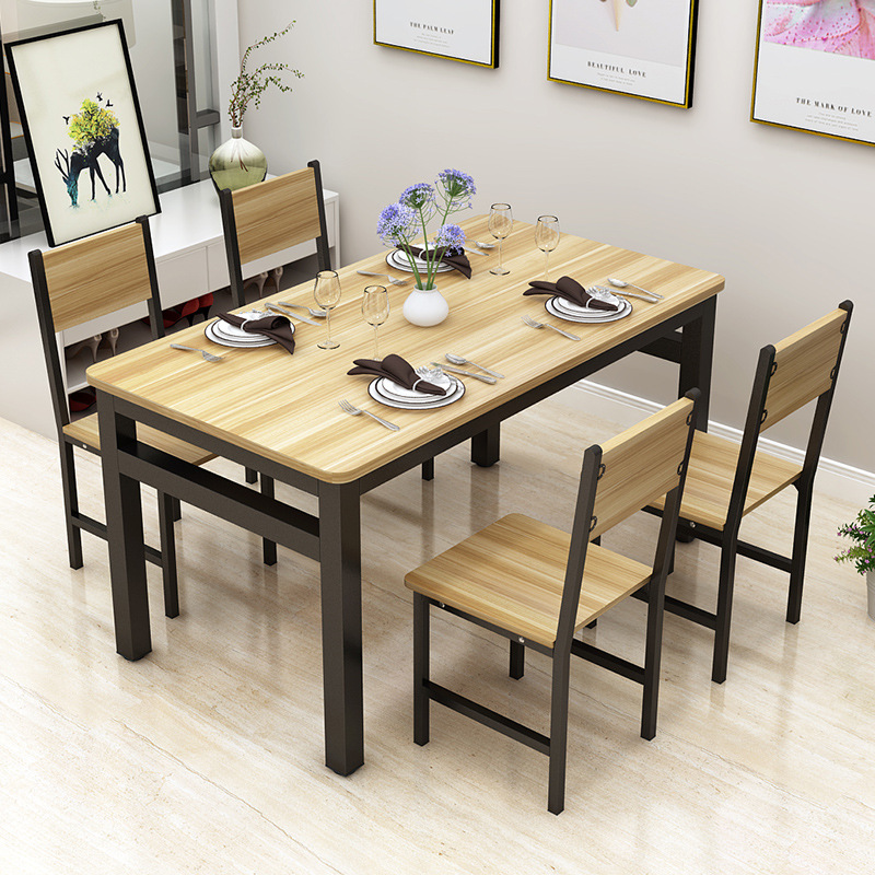 Industrial Steel Frame 6 Seater Commercial Kitchen Dinning Table Wood For Restaurant