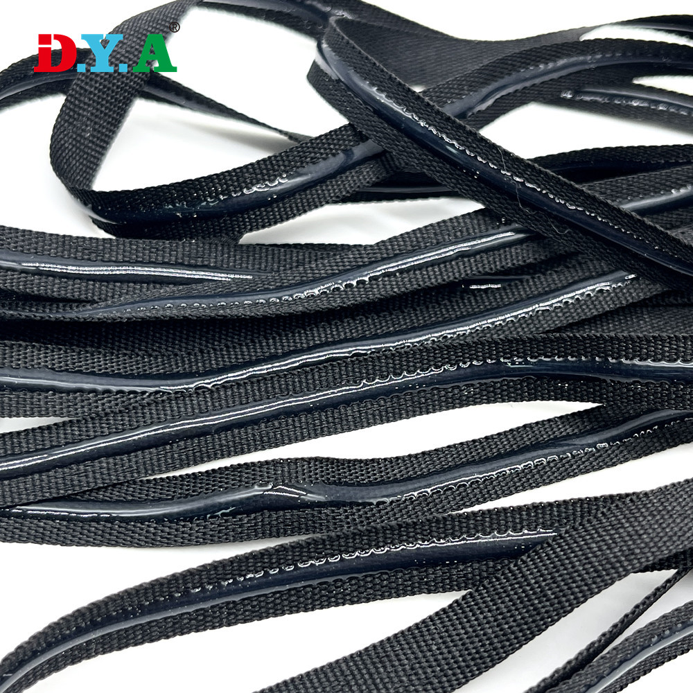 1cm width black polyester belt silicone webbing strap for garments and clothing