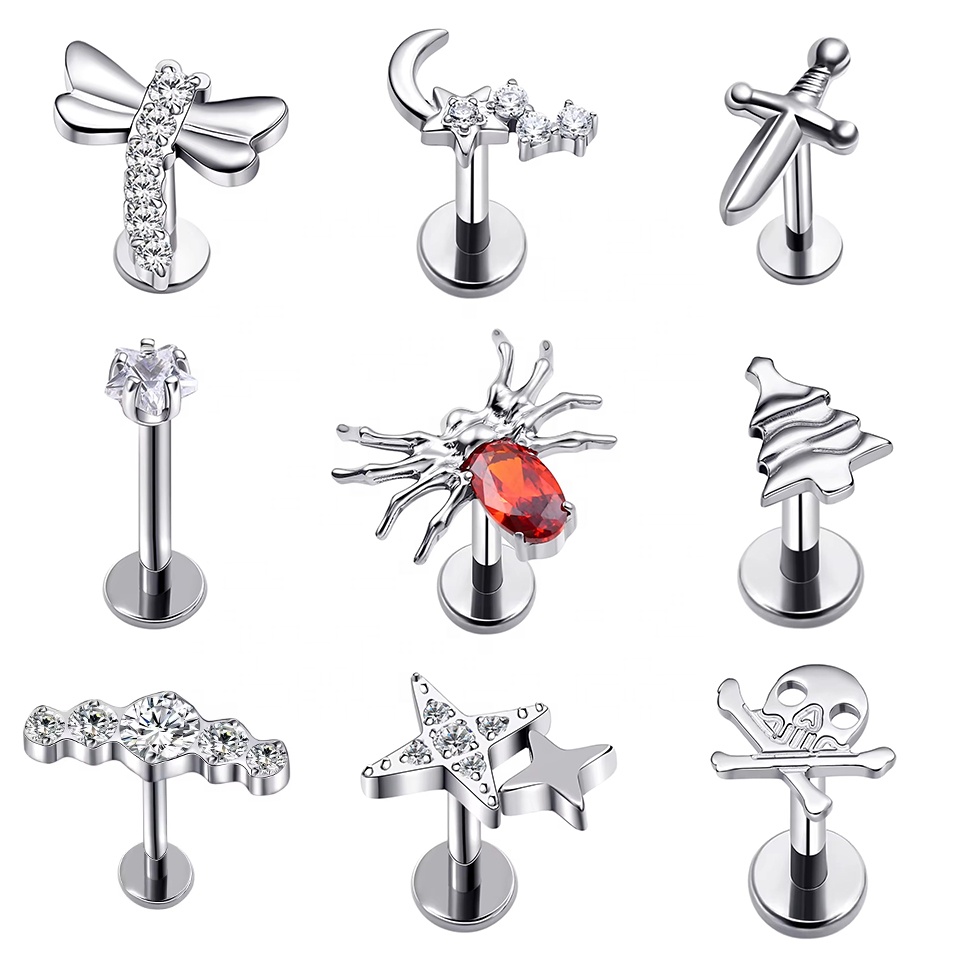 Eternal Metal F136 Titanium Piercing Internally Threaded Labret Titanio Piercing Jewelry