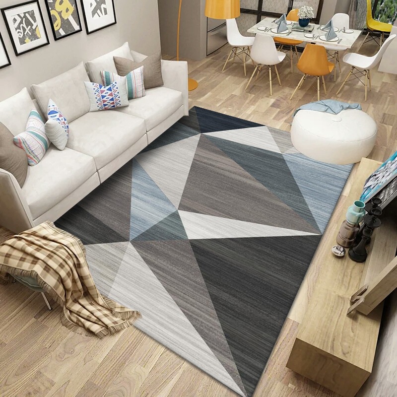 Factory Wholesale Household Sofa Floor Mat Woven Striped Geometric Carpet Printed Geometric Custom Rug