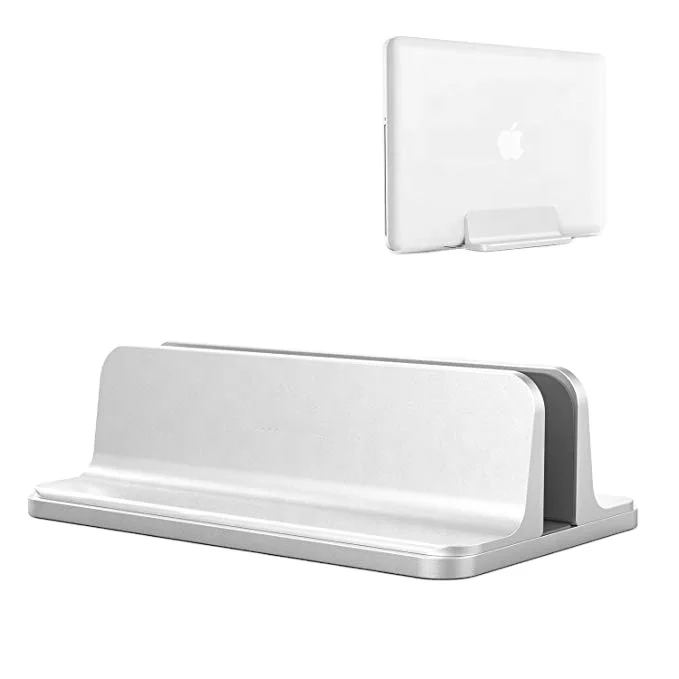 Desktop aluminum adjustable dock size vertical laptop stand fits for All MacBook, Surface, Chromebook and Gaming Laptops