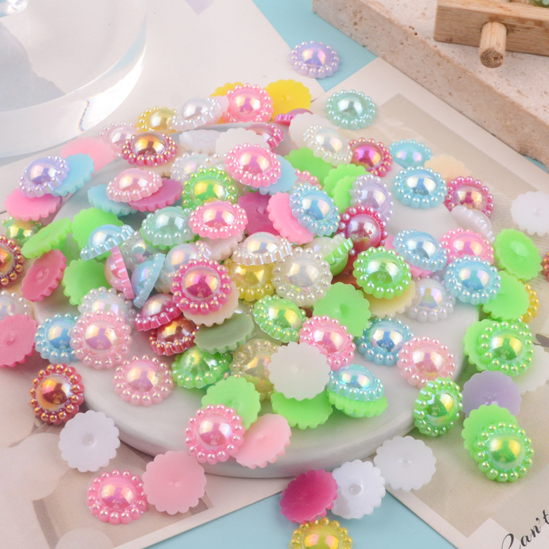 Wholesale Sun Flower Shape Resin Beads Loose Pearls Artificial Pearls ABS Beads For DIY Nail Art Jewelry Findings Making