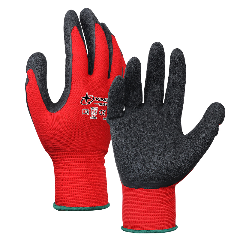 XINGYU 13G Latex Coated Rubber Garden Cheap Hand Glove Comfortable Industrial Protective Hand Safety Latex Work Gloves