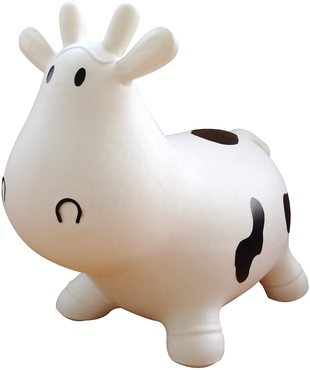 White Cow Inflatable Vault Toy with Manual Pump Inflatable Space Funnel Riding Inflatable Animal Suitable for Boys and Girls