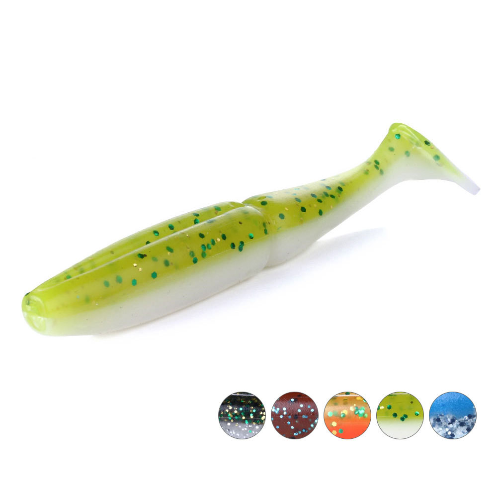 5pcs/bag Shad Bait Soft Plastic Fish Lure10cm 9.7g Pvc Plastisol Soft Bait Double Color T Tail Soft Lure