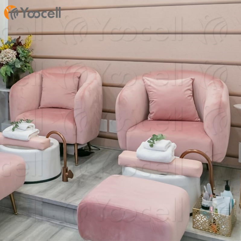 Элегантный розовый массажный стул Yoocell для спа-салона, уютный и мягкий стул для педикюра, стул для маникюрного салона, спа-салона, салона красоты