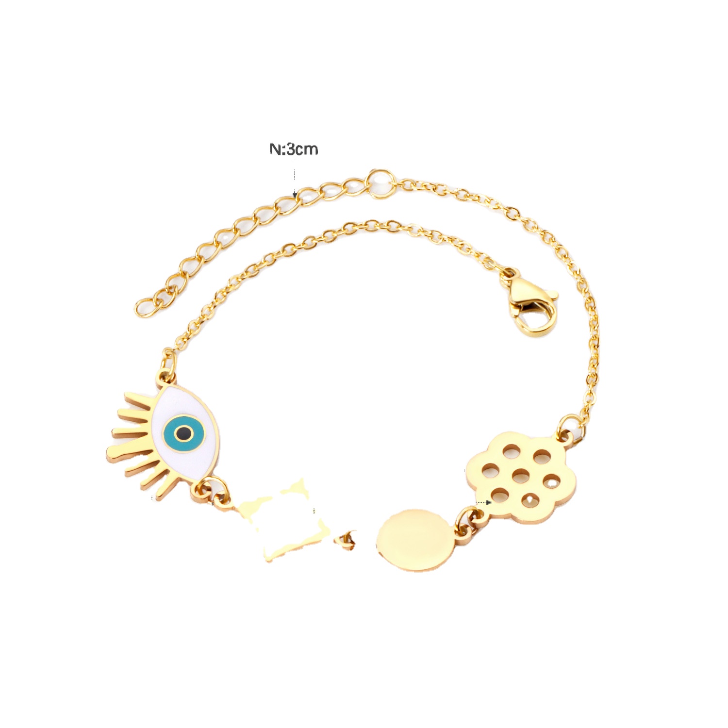 Hot Customized Evil Eyes Pendant Bracelet Jewelry Women Stainless Steel Gold Link Chain Charm Bracelet