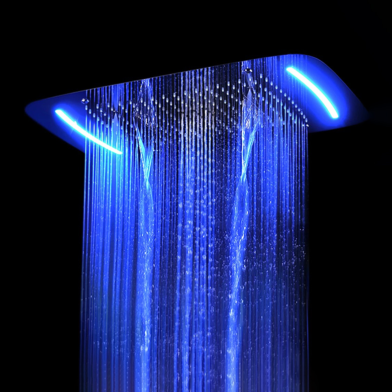 Luxury Bathroom Rainfall Shower Heads Ceiling Waterfall SPA mist LED Shower panel Thermostatic Shower Diverter Faucets