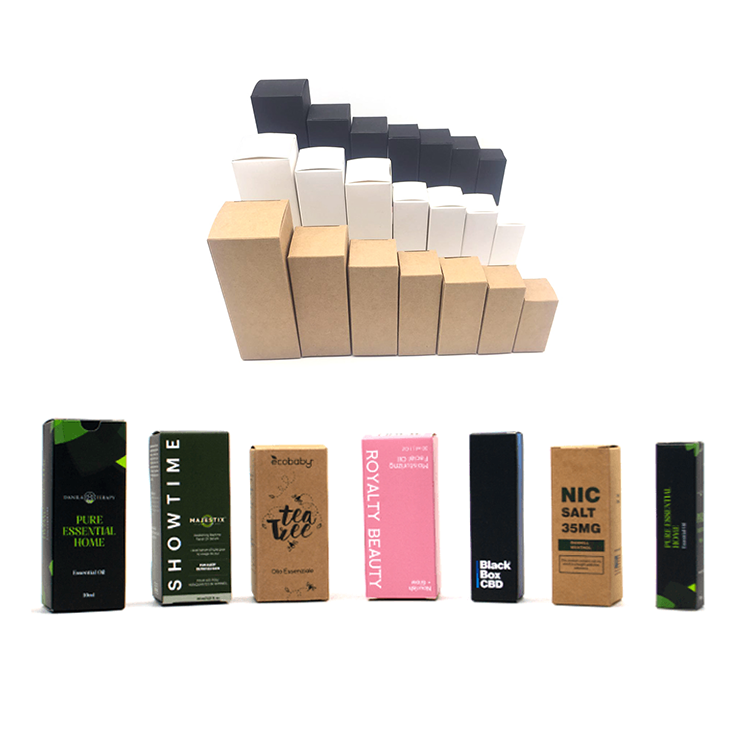 5ml 10ml 15ml 20ml 30ml 50ml 100ml dropper essential oil bottle packing kraft white black paper boxes for bottle