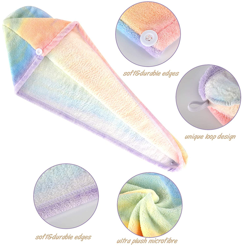Wholesale Coral Fleece Strong Absorbent Fast Drying Microfiber Hair Towel Turban Wrap
