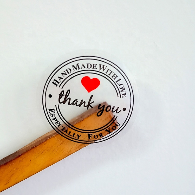 Custom Logo Roll Adhesive Transparent Clear Round Thank You Label Stickers