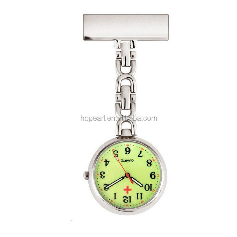 WAH648 Glow Dial Nurse Watch Clip on Brooch Glow in Dark Medical Doctor Fob Watches