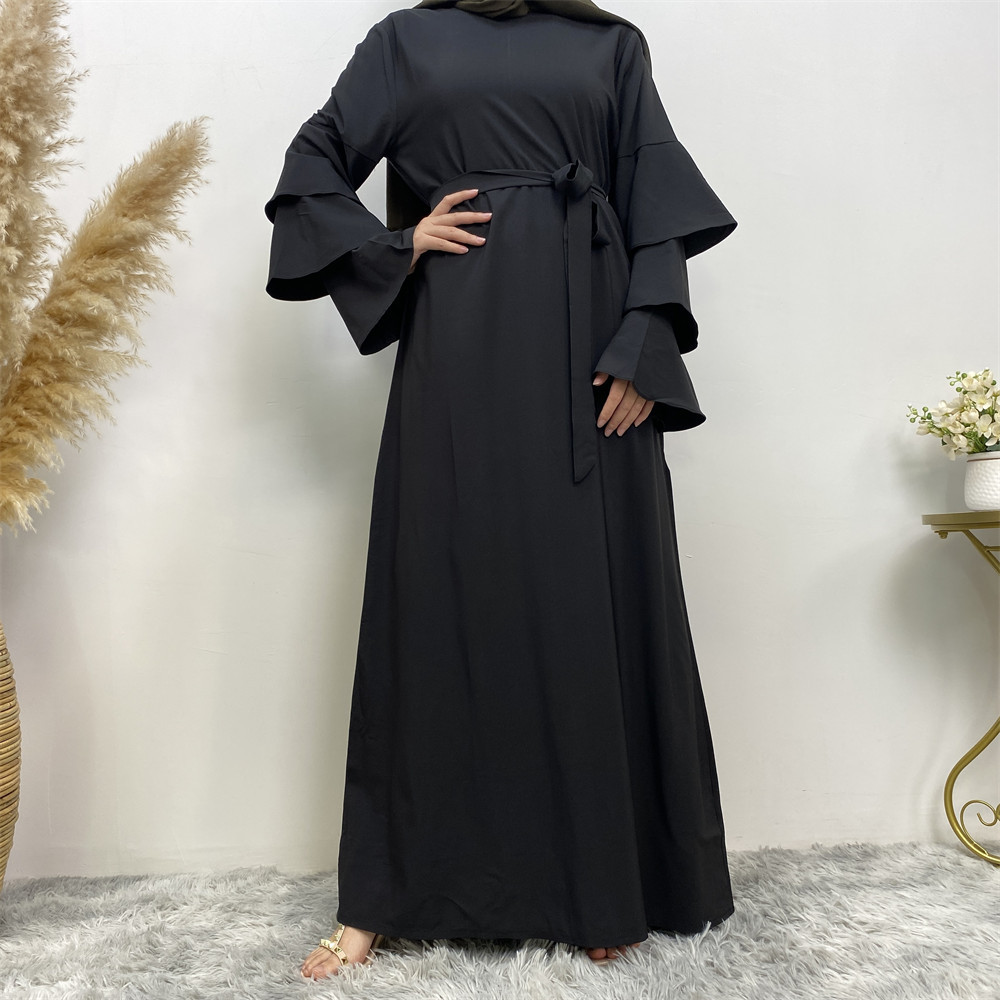 Crew Neck Traditional Muslim Clothing&accessories Modest Dress Multi-layer Sleeve New Design Latest Luxury Abaya