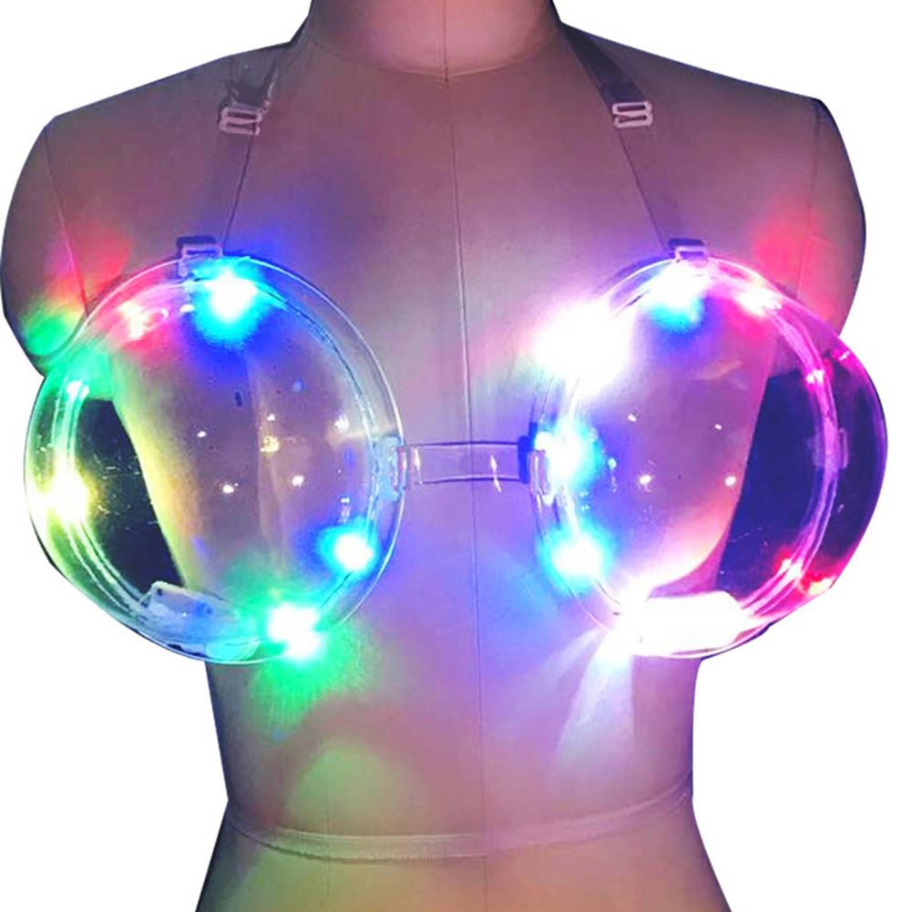 Colorful LED Luminous Sexy Lady Bra Night Club LED Lighting Bra Wine Container Atmosphere Props Stage Party Luminescent Clothes/