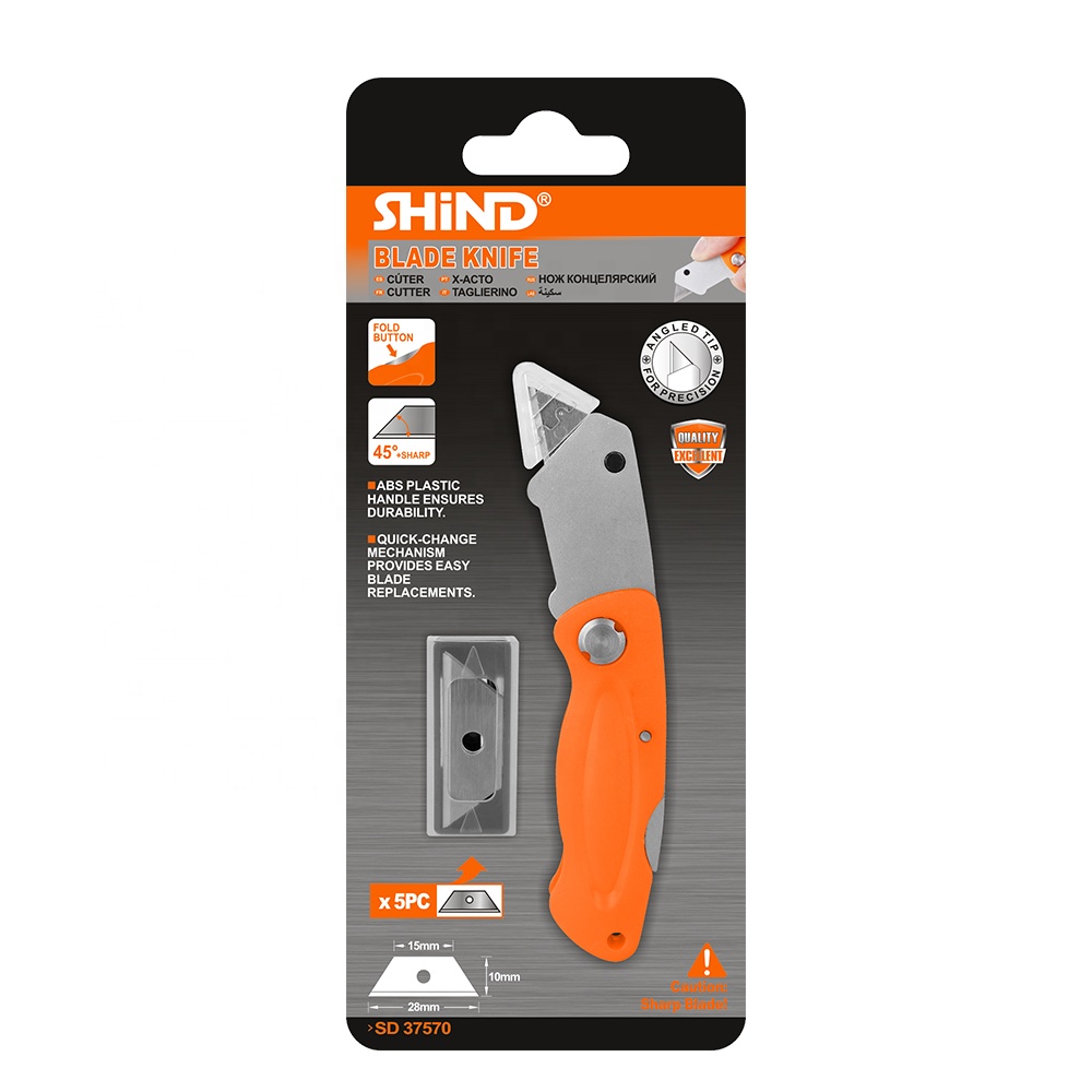 37570 Wholesale Professional Custom ABS Plastic Handle 28mm Universal Folding Utility Knife with 5pcs Blade