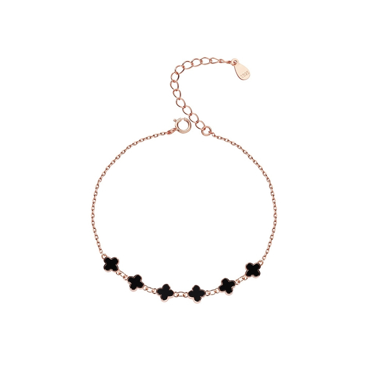 High Quality Cheap Clover Rose Gold Crystal Sterling Silver S925 Jewelry Bracelet