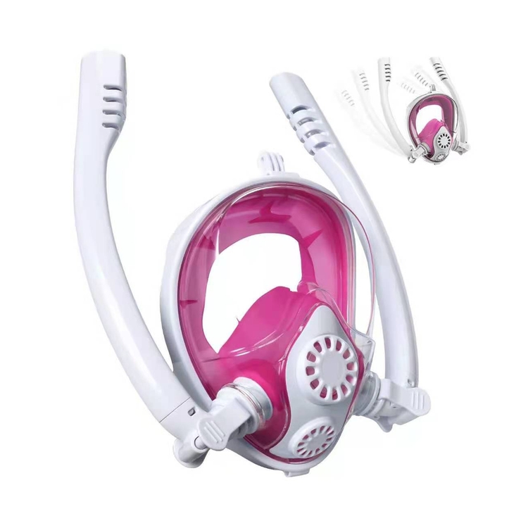 Silicon sea wave underwater diving equipment for go pro camera full face double breath tube scuba diving snorkel mask