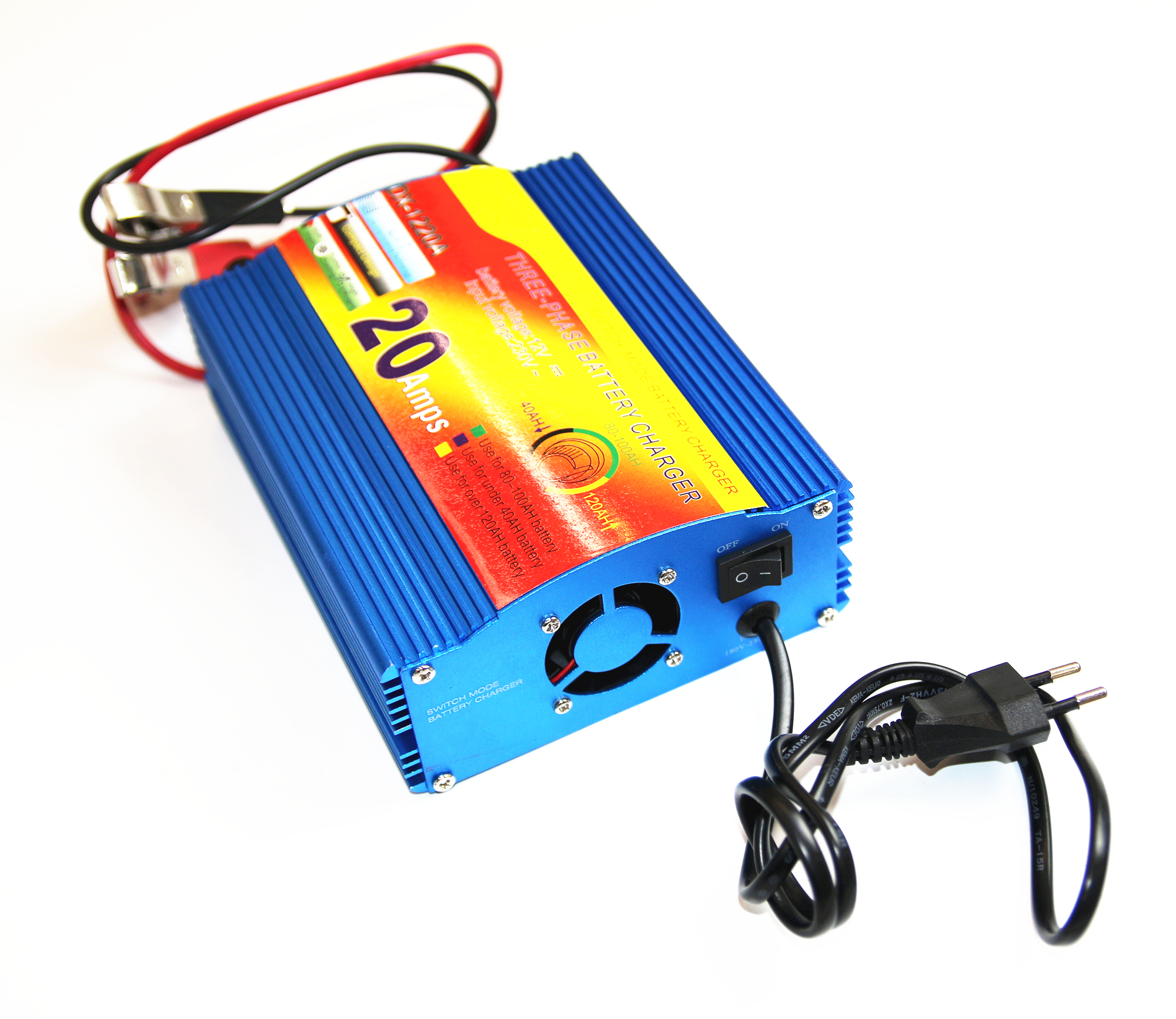 12V Car Battery Charger AC to DC 20A with Cooling Fan Portable Car battery Charger
