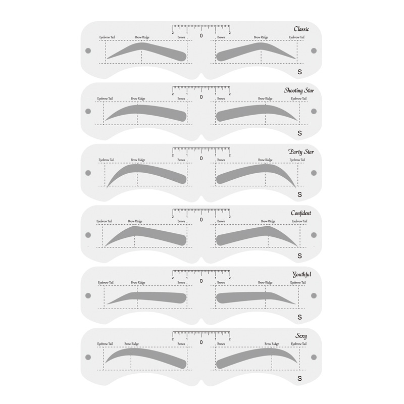6 Pcs Makeup Accessories Tools Eyebrow Stencil Stickers Kit Eyebrow Shaping Stencil Ruler Conjoined Eyebrow Makeup Template Kit