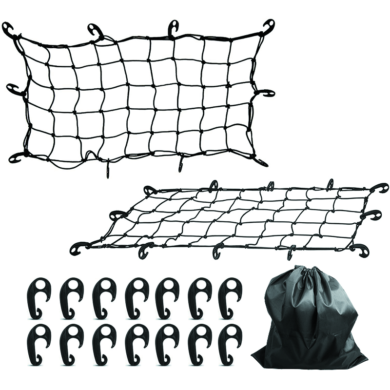 Adjustable Elastic Luggage Net, Universal Adjustable Elastic Truck Net with Hooks, Elastic Envelope Luggage Net