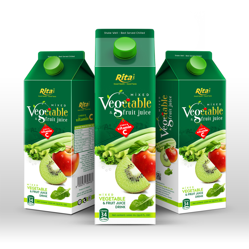 Best Quality Good Taste Nutrient Dense Drink Supplier 1000 ml Aseptic Pack Mixed Vegetable Fruit Juice