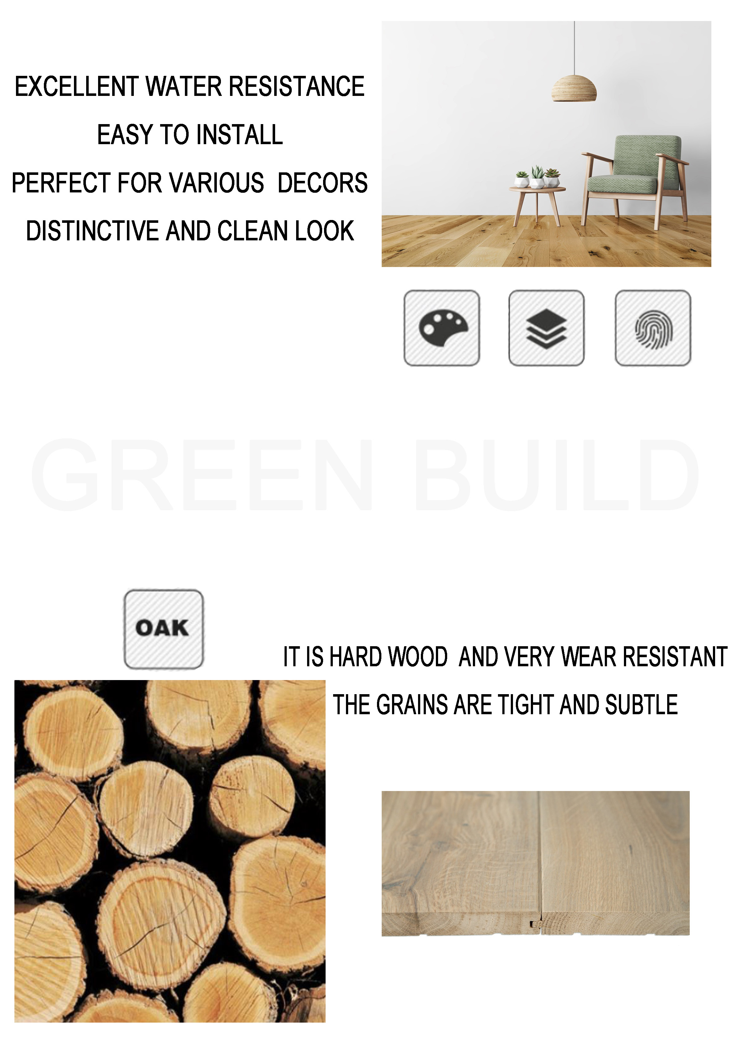 Hot sale natural fireproof wood tile flooring Maple wood solid wood flooring
