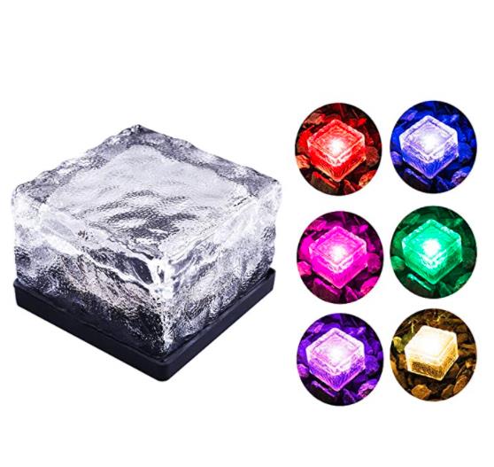 Waterproof 4LED Solar Ice Cube Light Crystal Brick outdoor Path Lights for Outdoor Garden