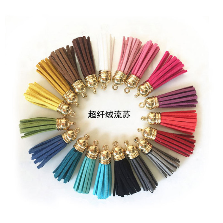 Y3329 Gold Top Korea Suede Leather Tassels for Jewelry Necklace Making