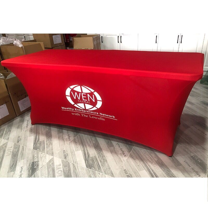 6FT 8FT Outdoor Display Stretch Table Cloth Trade Show Table Cover Advertising FItted Table Cloth