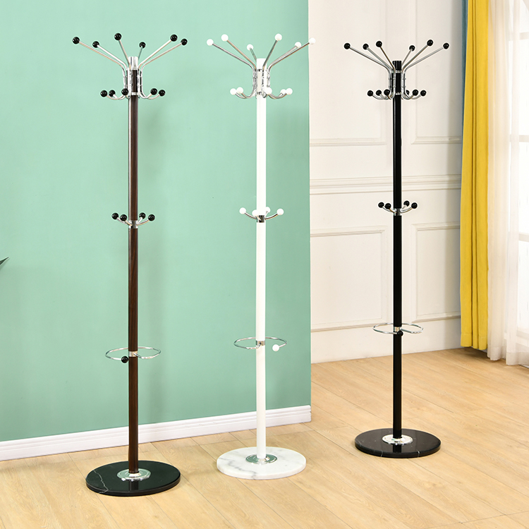 modern rustic luxury metal umbrella stand coat hat hanger clothes racks Hooks floor standing coat rack with round base