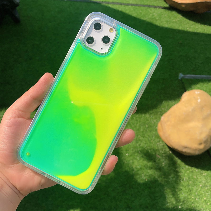 Блестящий чехол для мобильного телефона iphone 12 pro max, светящийся неоновый чехол с жидким песком для iPhone 11