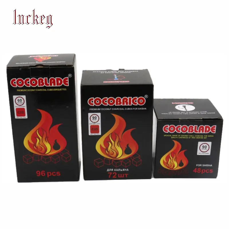 Горючие кокосовые скорлупы с долгим горением, кубические типы Charcoals