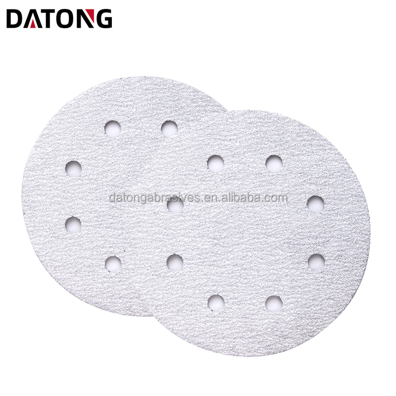 Datong factory High quality abrasives sand paper 5inch 6holes Grit 100 Round Ceramic white Sanding Disc For Metal and Wood